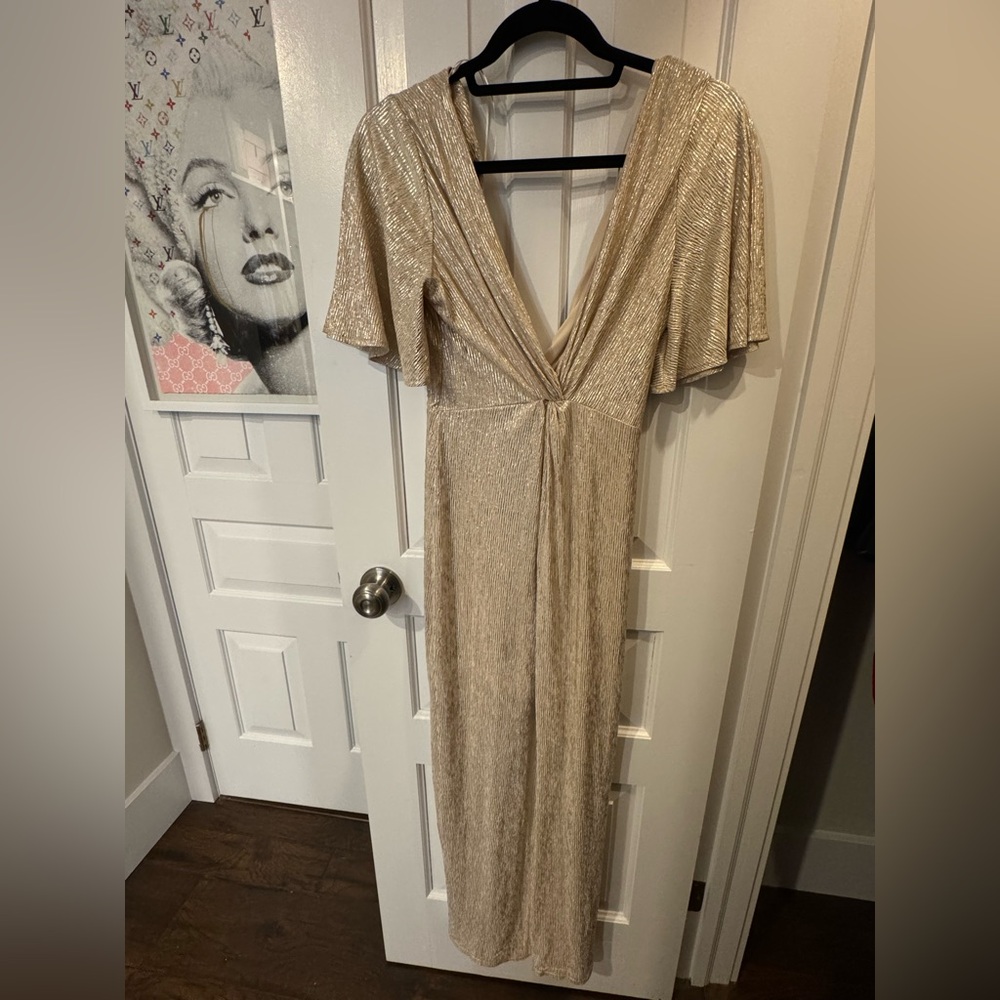 Bershka Shimmering Gold Maxi Dress